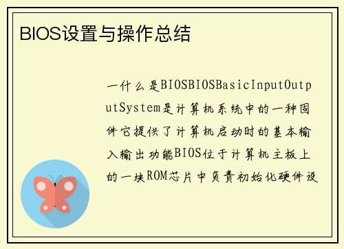 BIOS设置与操作总结